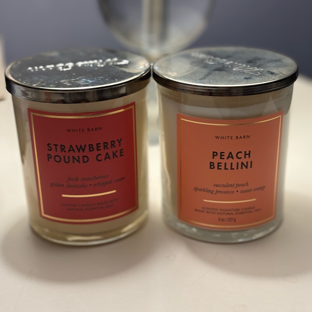Bath & Body Works Candle Bundle Strawberry Pound Cake Peach Bellini NEW